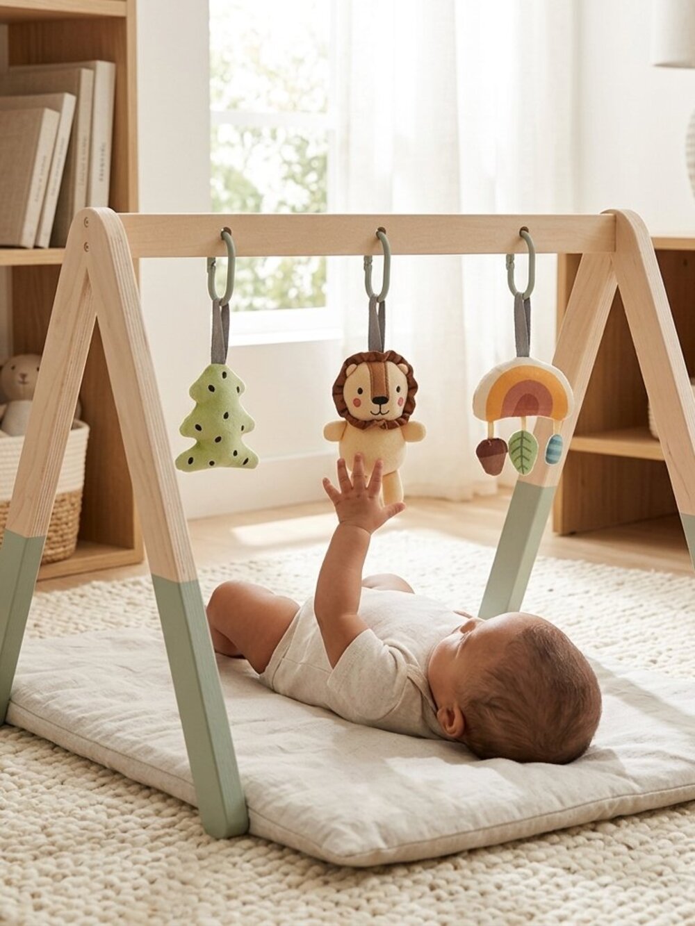 Brand New Wooden Baby Gym - Montessori Activity Center with Hanging Toys - Picture 3 of 16